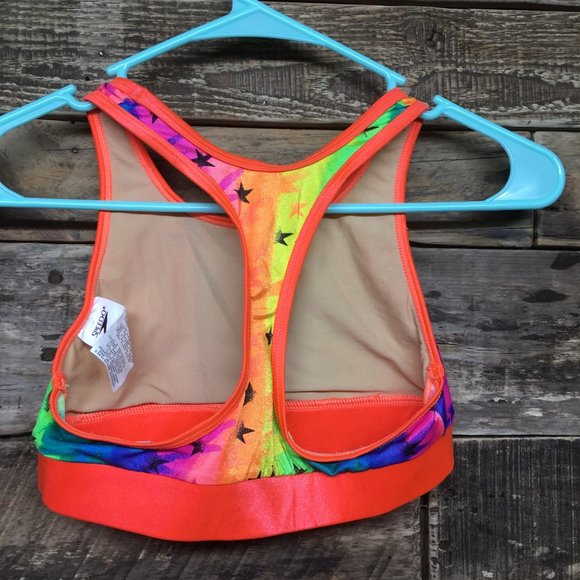 Speedo Racer back top Rainbow with Stars Girls size 14 - Picture 2 of 4